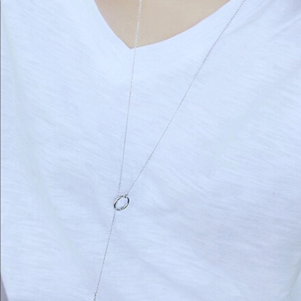 🐣 (925) OPEN CIRLCE BAR LARIAT NECKLACE - Picture 5 of 6